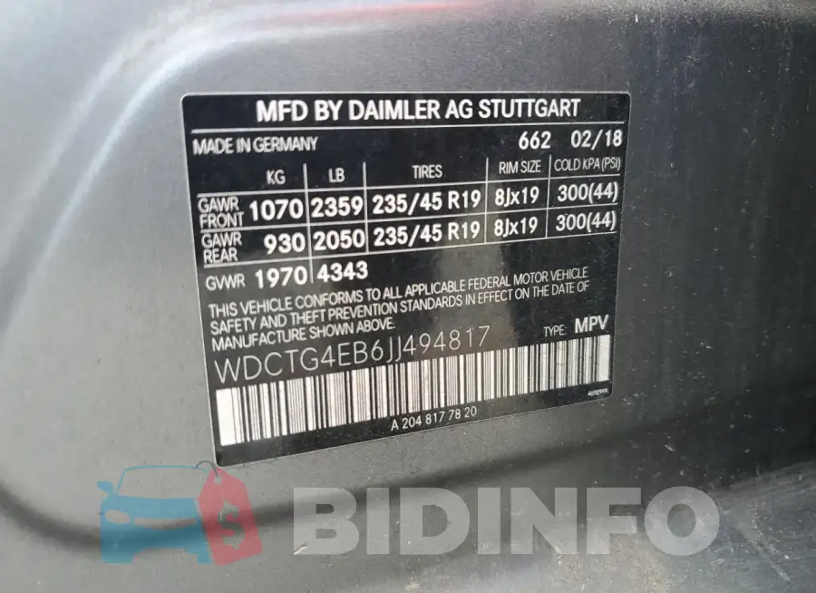 WDCTG4EB6JJ494817 Photo# 14