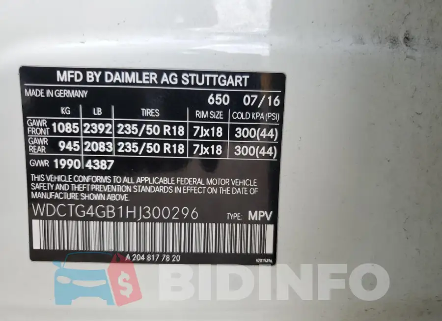 WDCTG4GB1HJ300296 Photo# 12