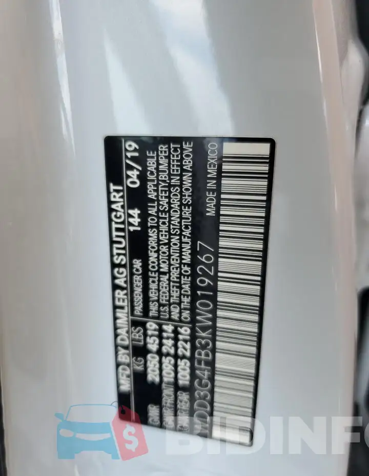 WDD3G4FB3KW019267 Photo# 12