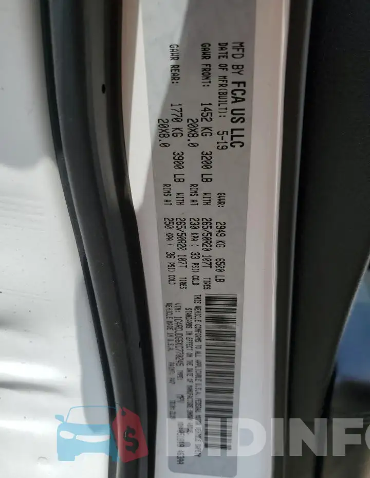 1C4RDJDG6KC770245 Photo# 13