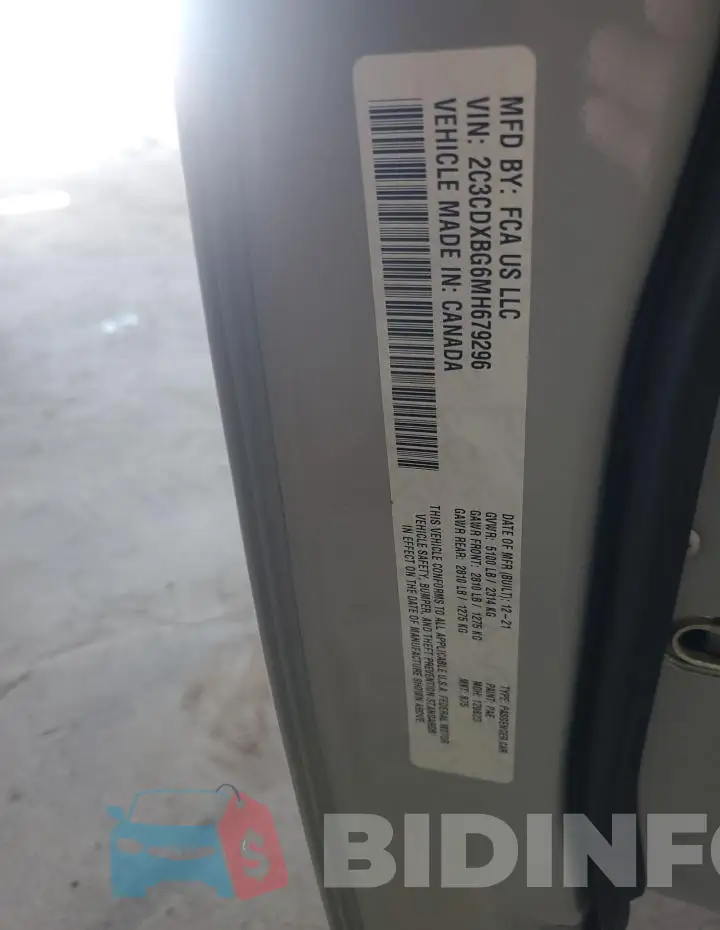 2C3CDXBG6MH679296 Photo# 12