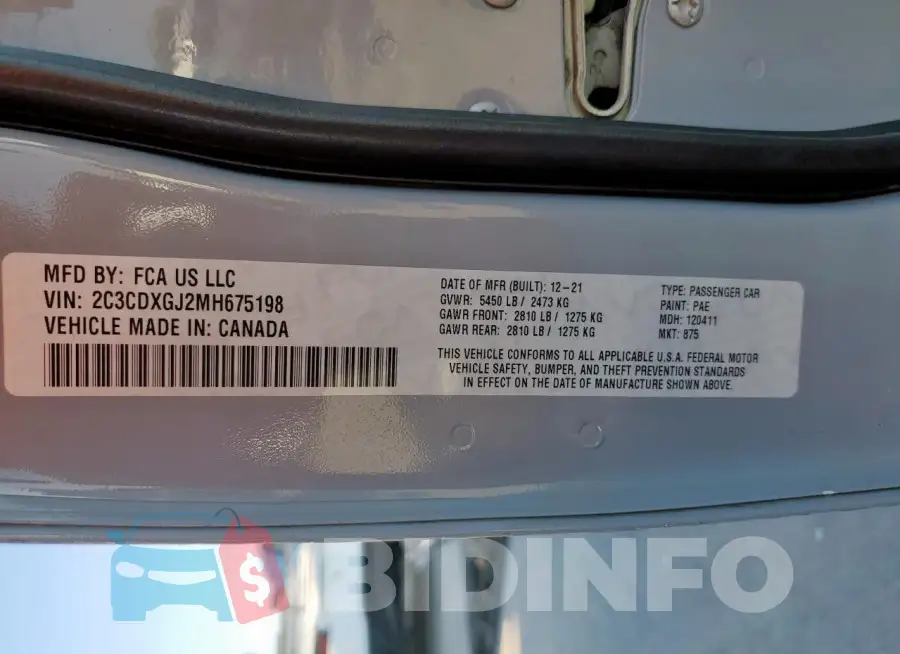 2C3CDXGJ2MH675198 Photo# 12