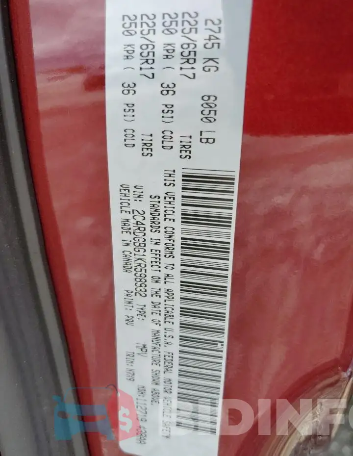 2C4RDGBG1KR598932 Photo# 13