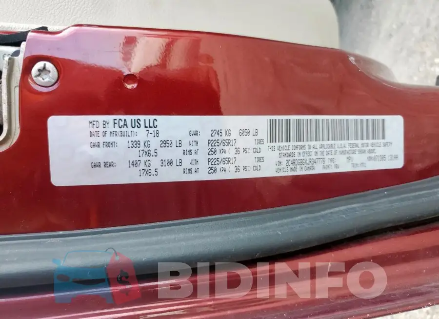2C4RDGBGXJR347776 Photo# 13