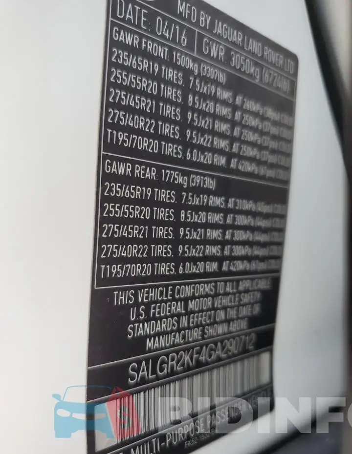 SALGR2KF4GA290712 Photo# 13