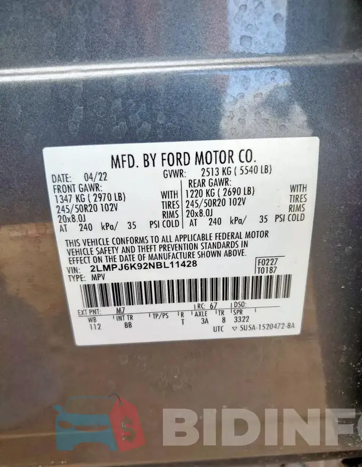 2LMPJ6K92NBL11428 Photo# 13