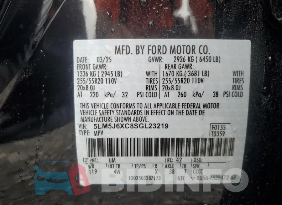 5LM5J6XC8SGL23219 Photo# 13
