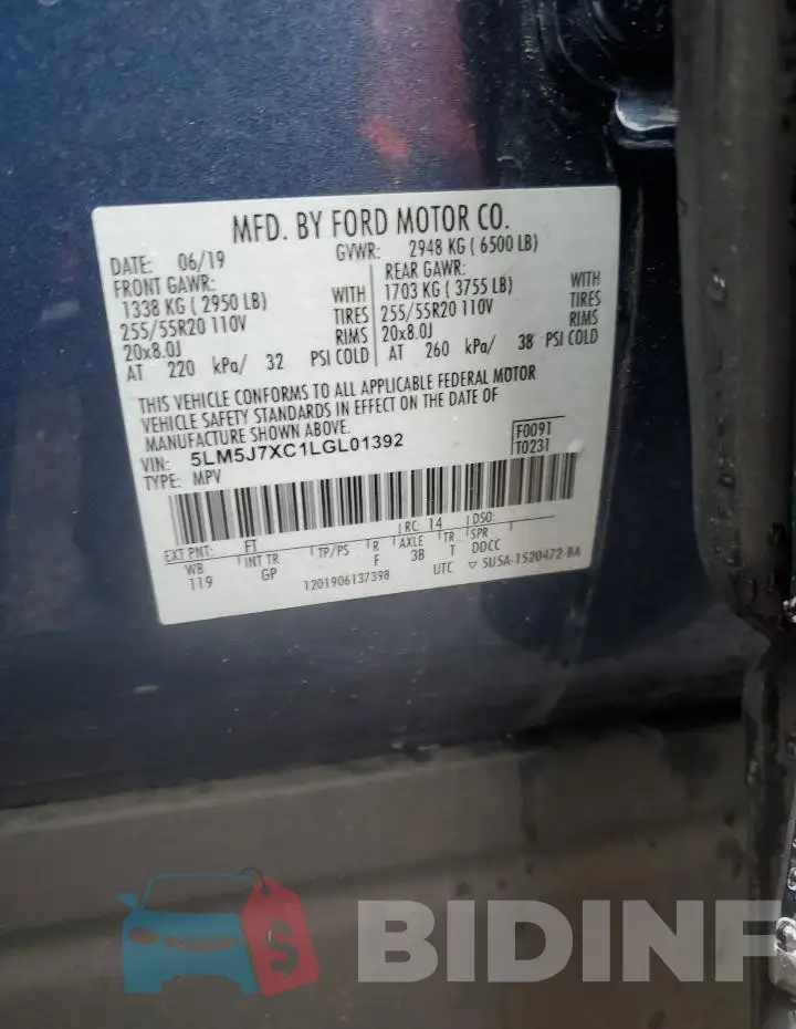 5LM5J7XC1LGL01392 Photo# 13