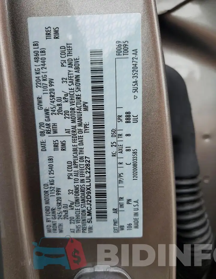 5LMCJ2D9XLUL22827 Photo# 13