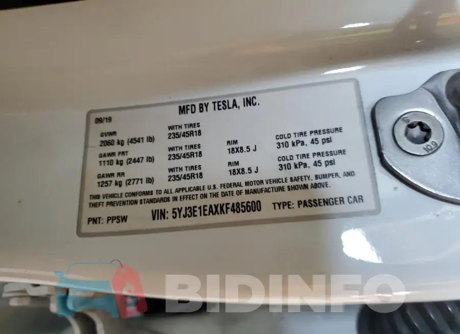 5YJ3E1EAXKF485600 Photo# 12
