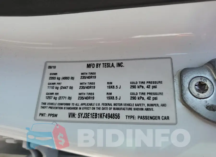 5YJ3E1EB1KF494856 Photo# 12