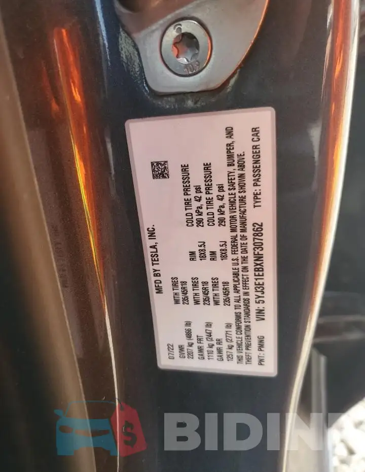 5YJ3E1EBXNF307862 Photo# 12