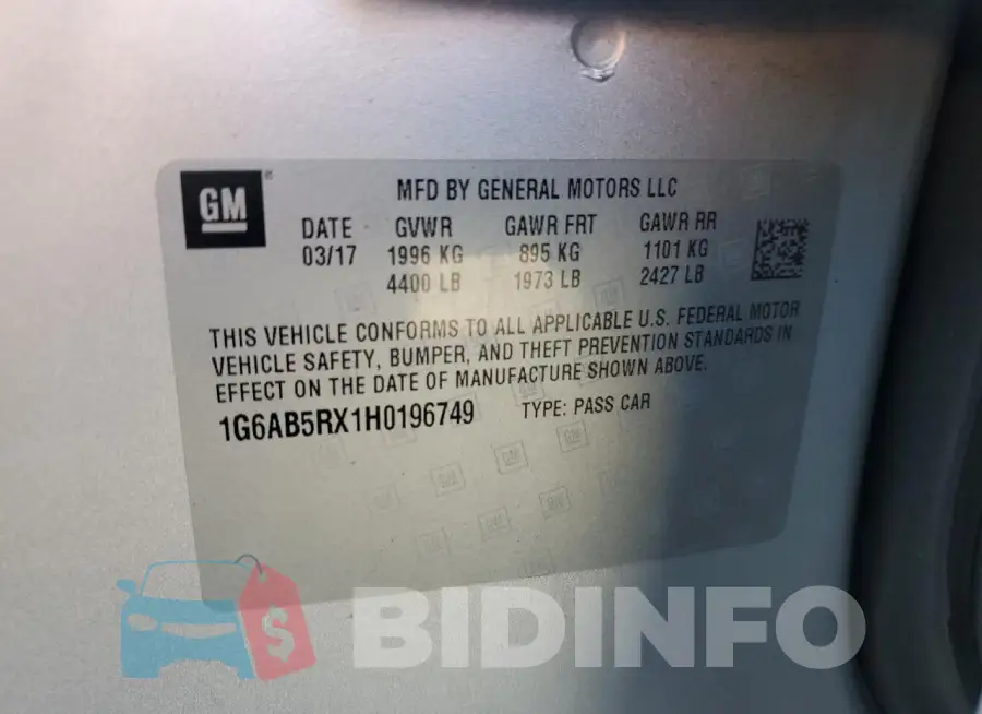 1G6AB5RX1H0196749 Photo# 12
