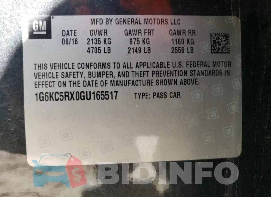 1G6KC5RX0GU165517 Photo# 12