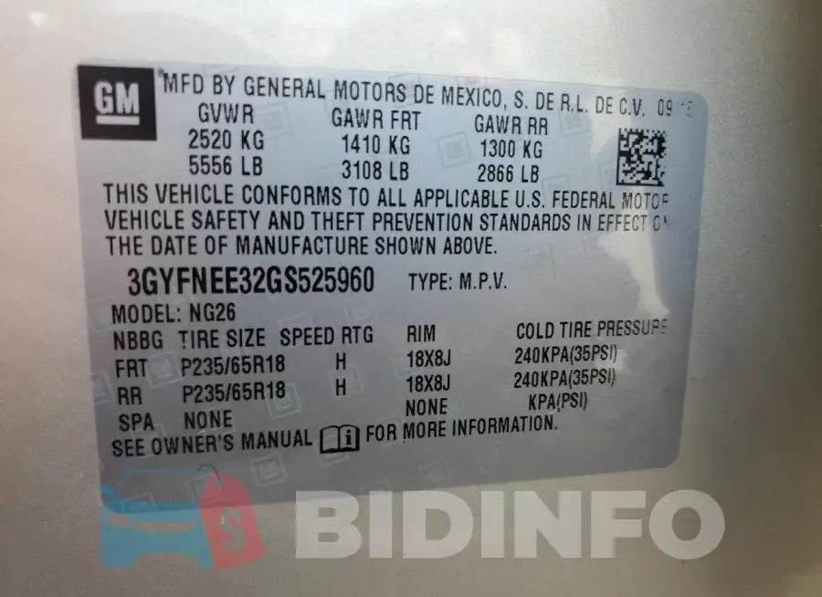 3GYFNEE32GS525960 Photo# 14