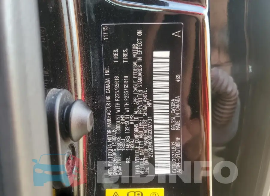 2T2BZMCA9GC007731 Photo# 12
