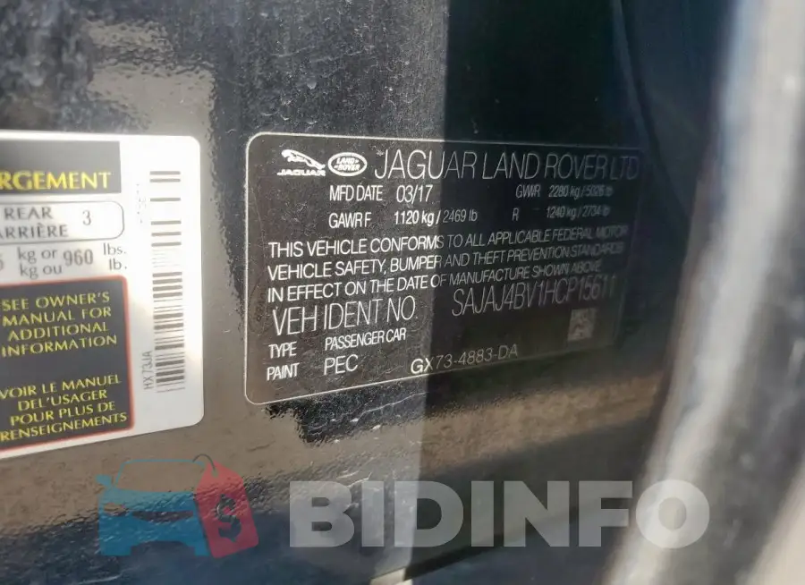SAJAJ4BV1HCP15611 Photo# 12
