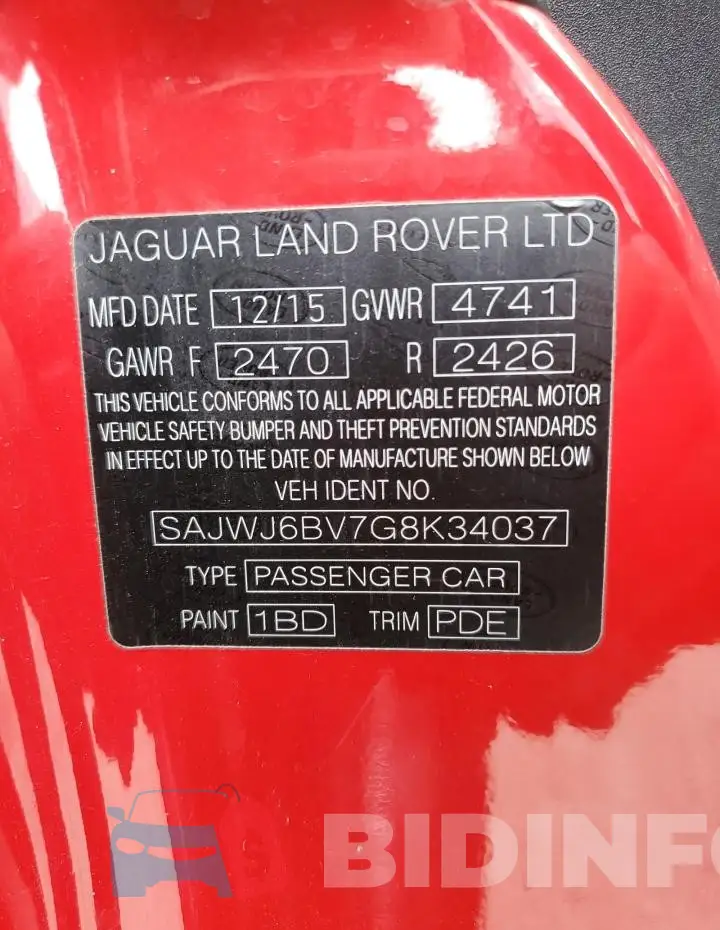 SAJWJ6BV7G8K34037 Photo# 12