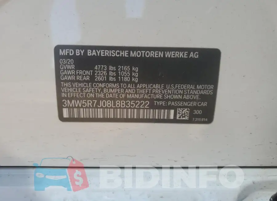 3MW5R7J08L8B35222 Photo# 12