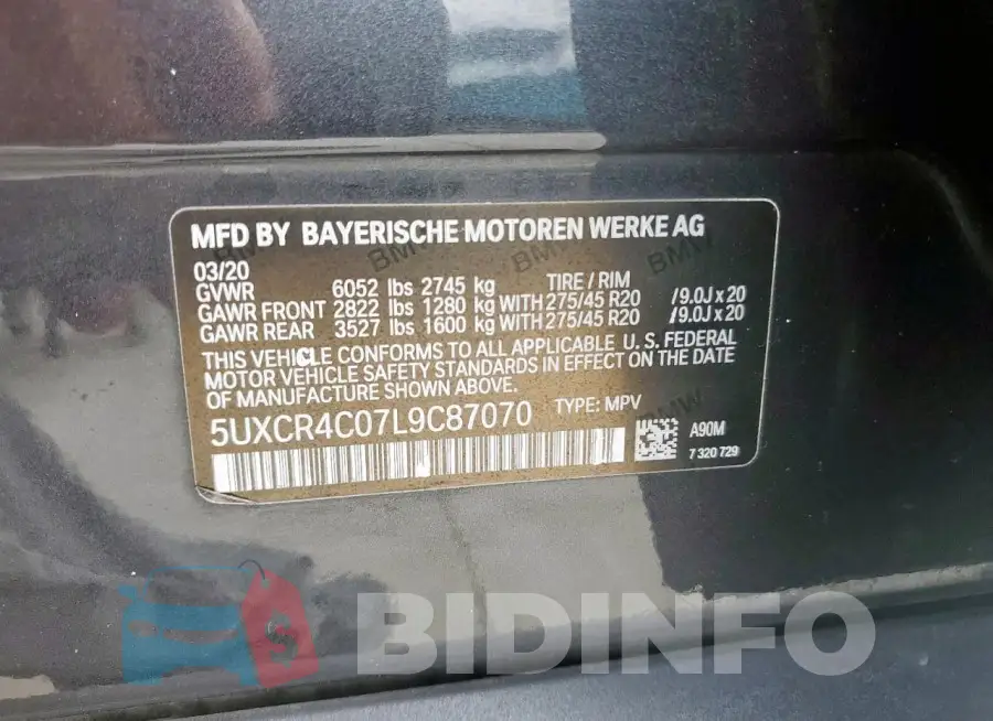5UXCR4C07L9C87070 Photo# 13