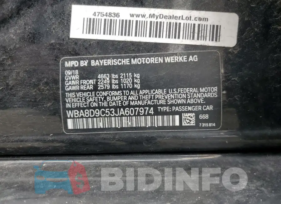 WBA8D9C53JA607974 Photo# 12
