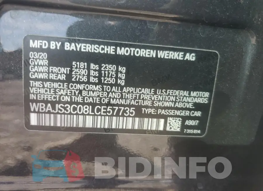 WBAJS3C08LCE57735 Photo# 12