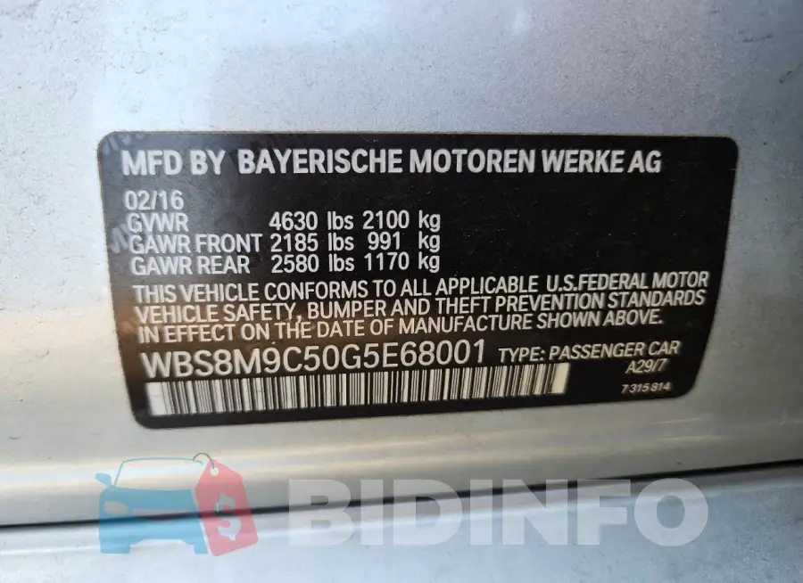 WBS8M9C50G5E68001 Photo# 12