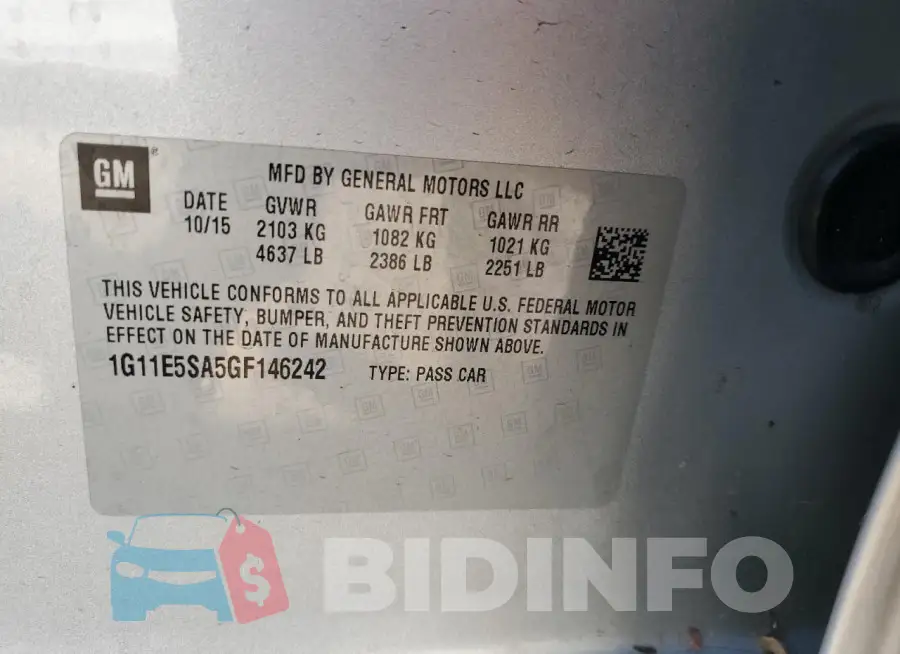 1G11E5SA5GF146242 Photo# 12