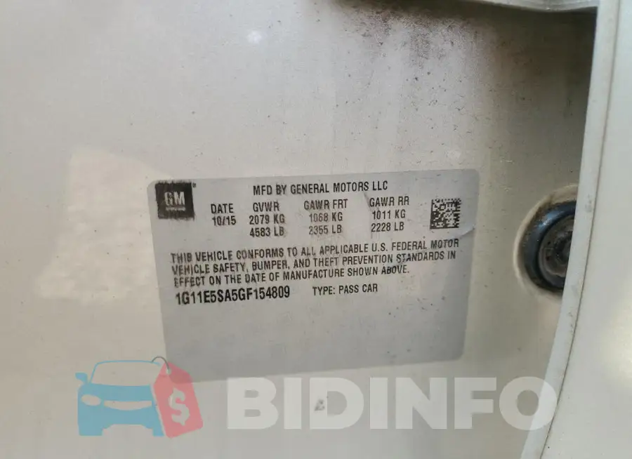 1G11E5SA5GF154809 Photo# 12