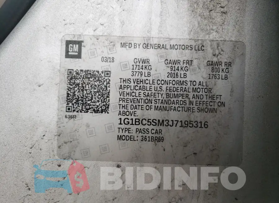 1G1BC5SM3J7195316 Photo# 12