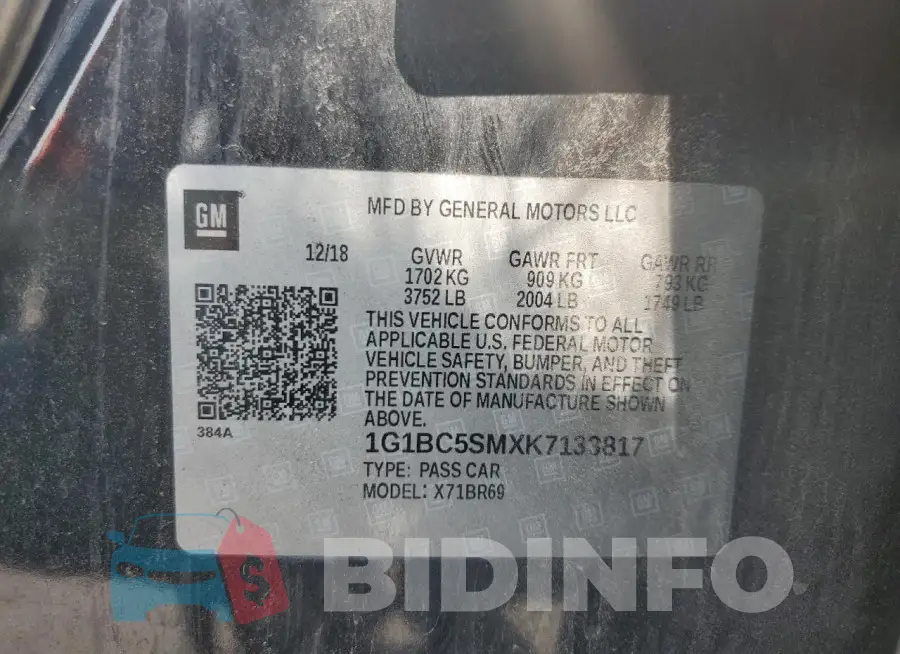 1G1BC5SMXK7133817 Photo# 12