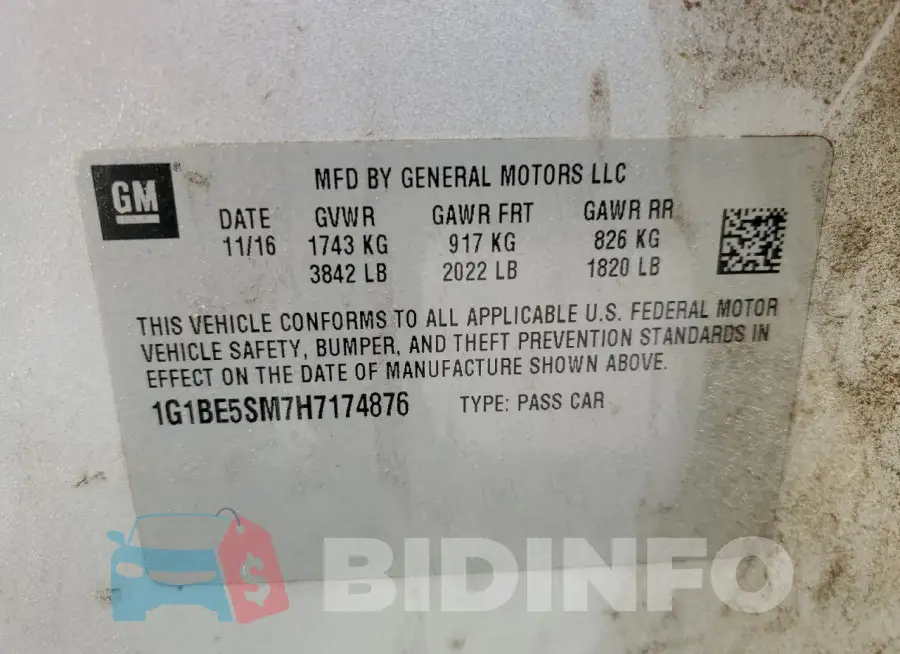 1G1BE5SM7H7174876 Photo# 12