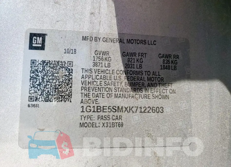 1G1BE5SMXK7122603 Photo# 12