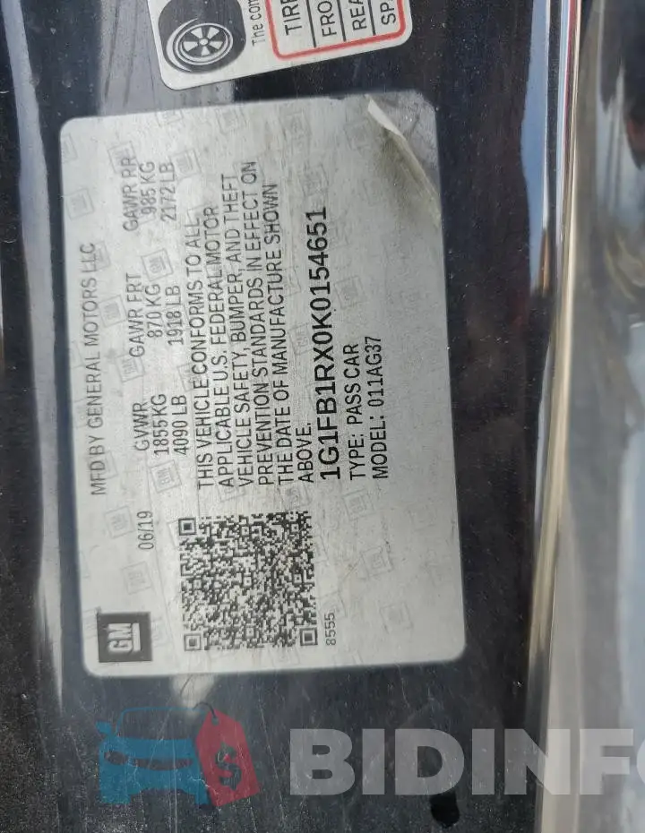 1G1FB1RX0K0154651 Photo# 13