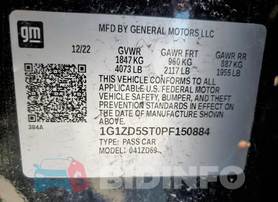 1G1ZD5ST0PF150884 Photo# 12