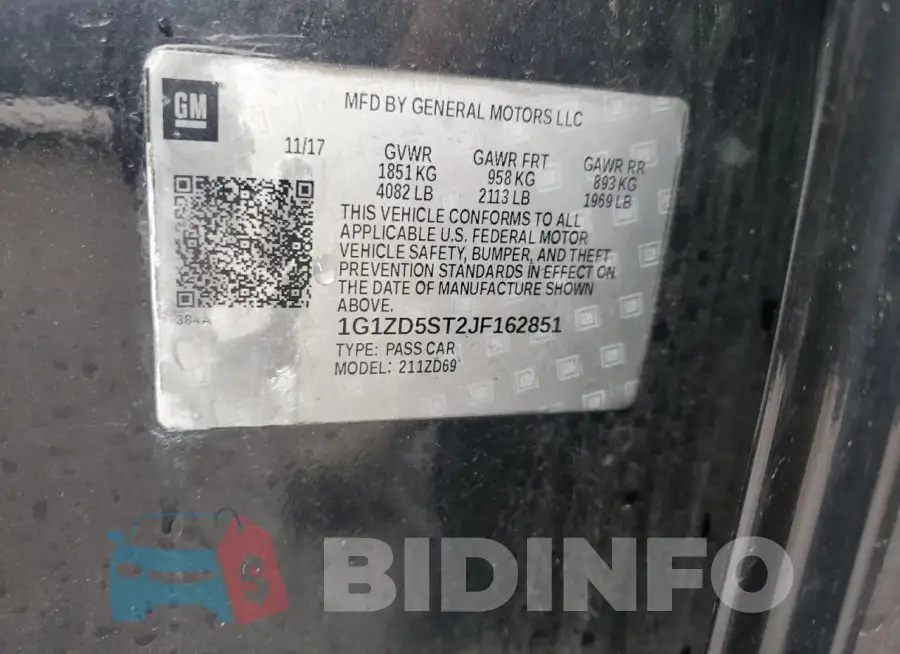 1G1ZD5ST2JF162851 Photo# 12