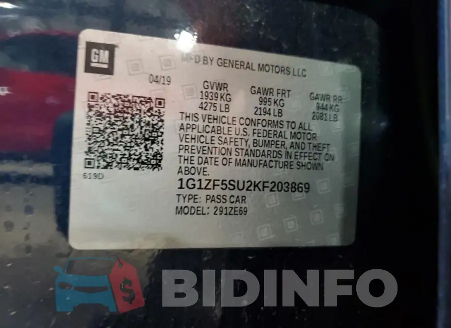 1G1ZF5SU2KF203869 Photo# 12