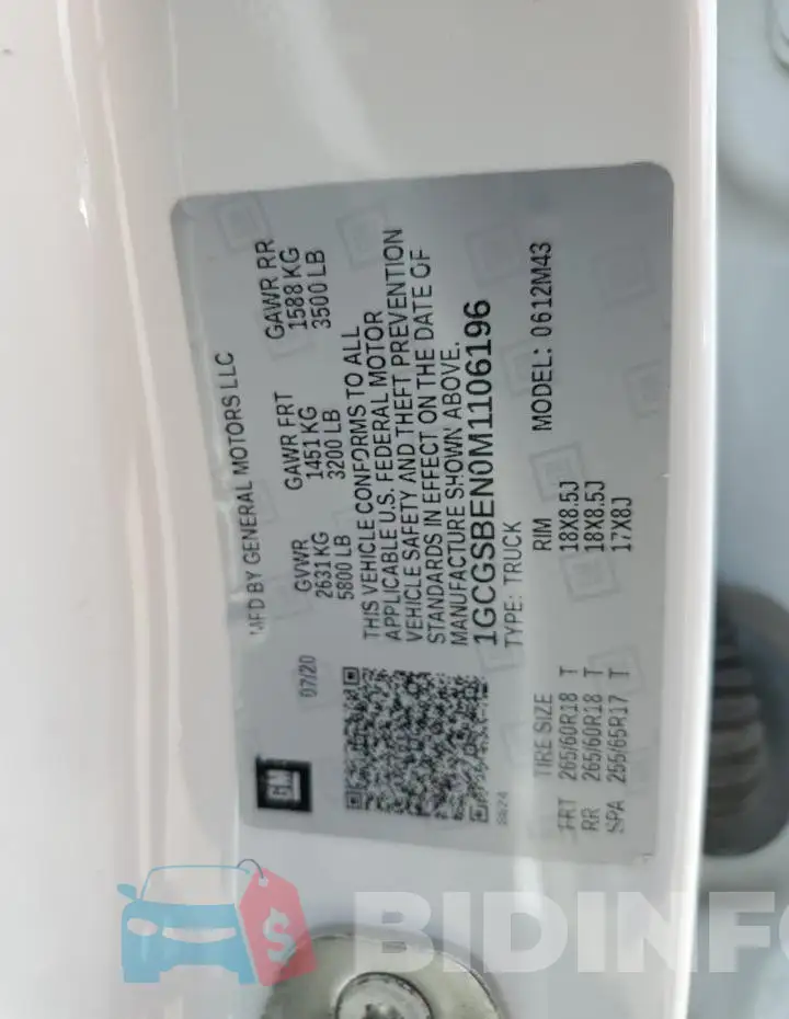 1GCGSBEN0M1106196 Photo# 12