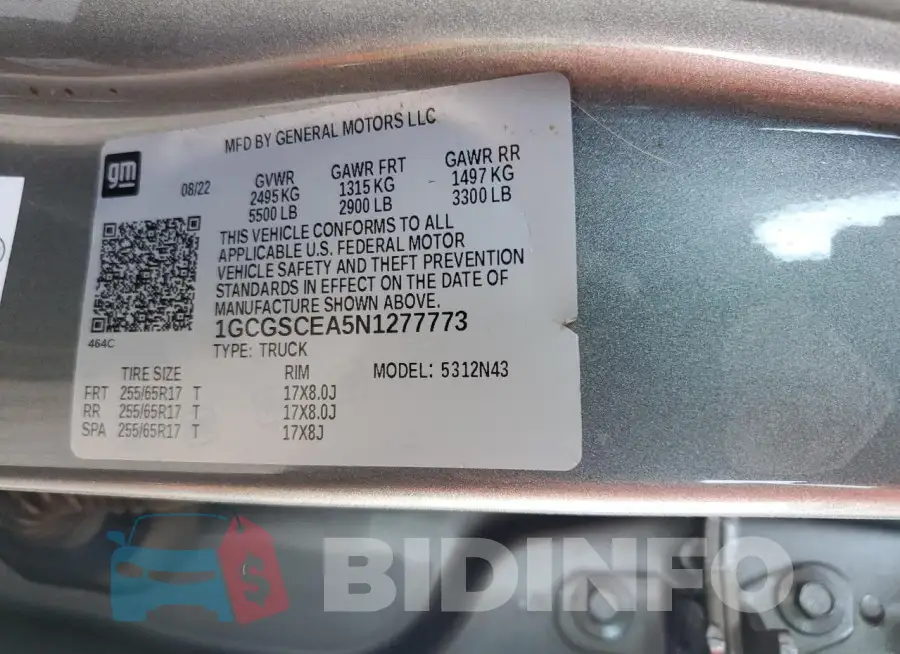 1GCGSCEA5N1277773 Photo# 12