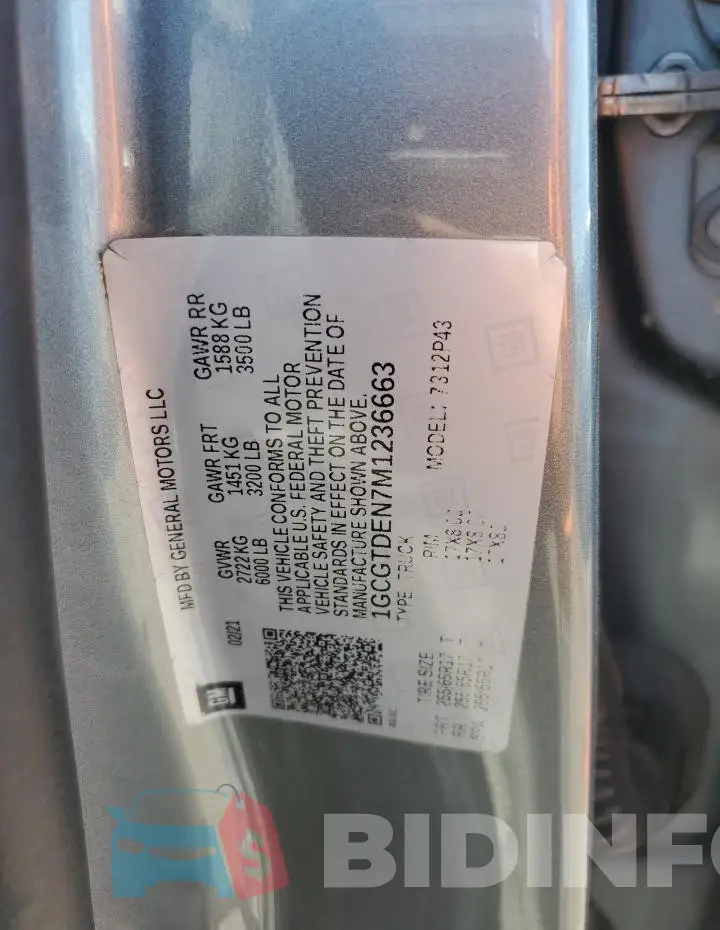 1GCGTDEN7M1236663 Photo# 12