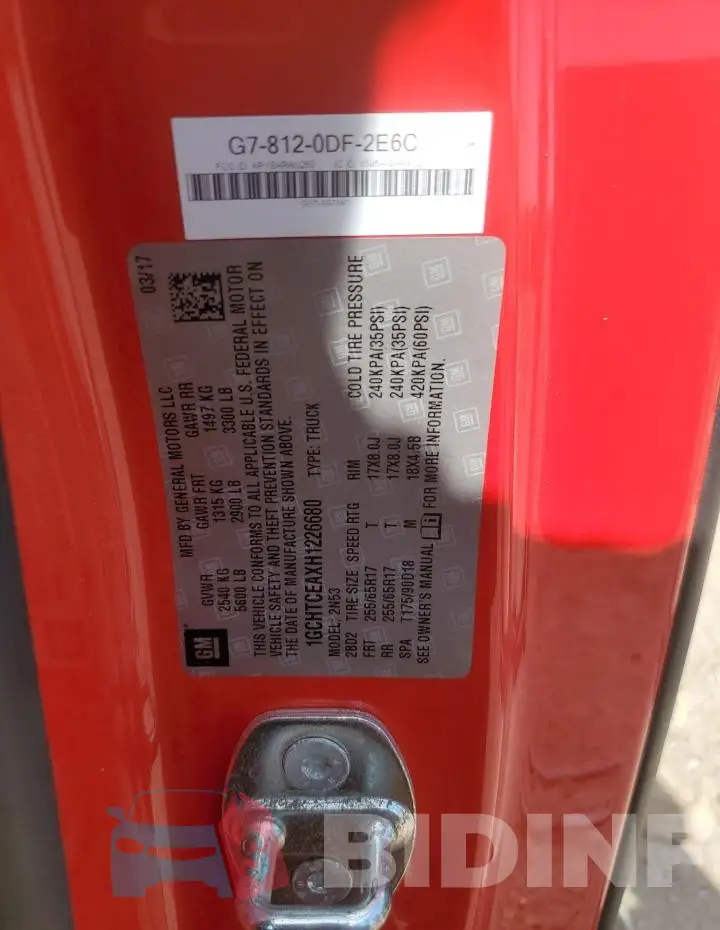 1GCHTCEAXH1226680 Photo# 13