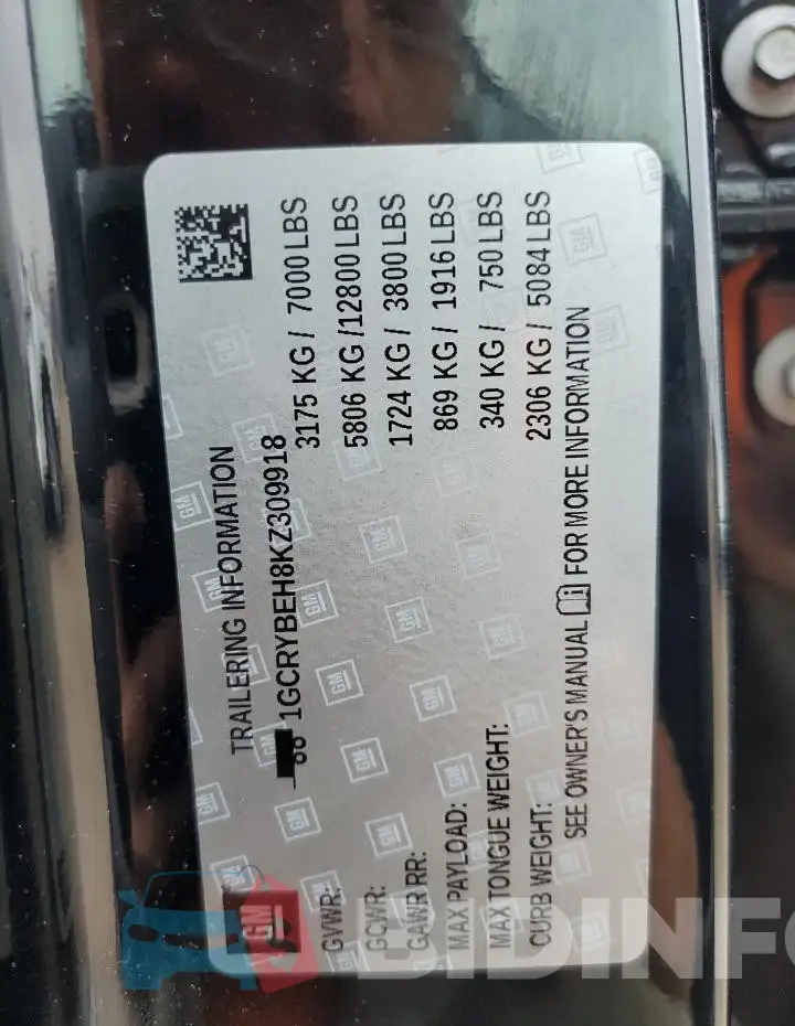 1GCRYBEH8KZ309918 Photo# 12