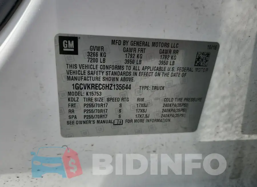 1GCVKREC6HZ135644 Photo# 12