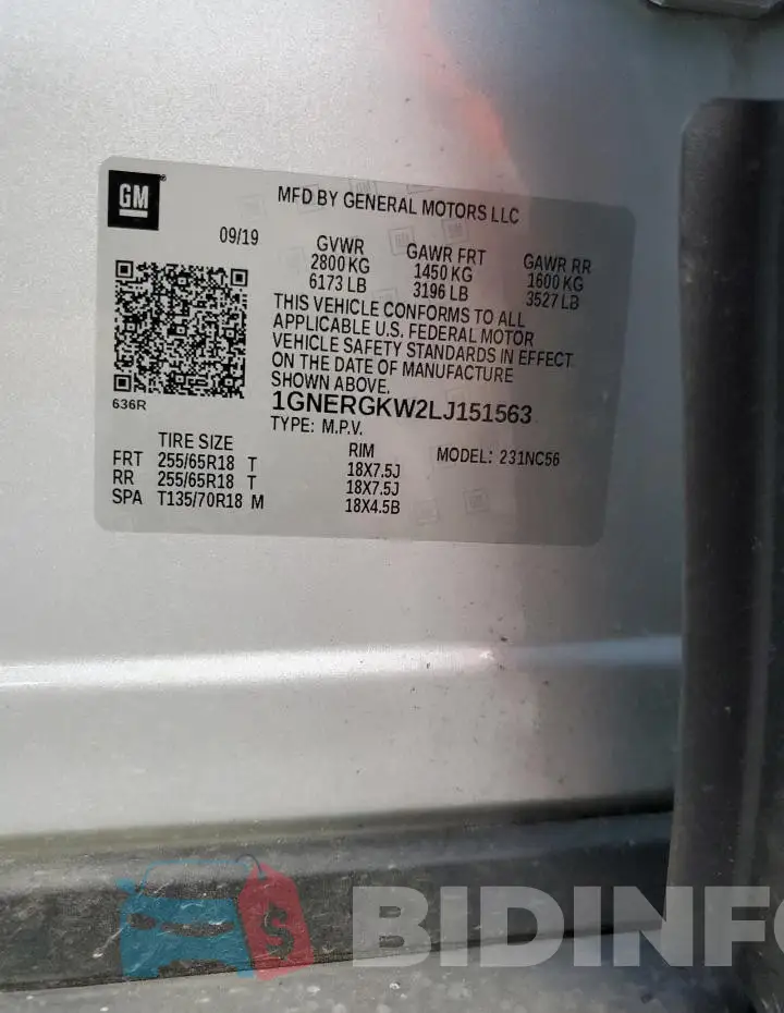 1GNERGKW2LJ151563 Photo# 13