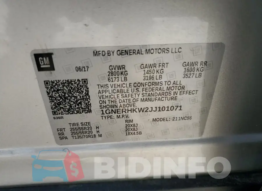 1GNERHKW2JJ101071 Photo# 13