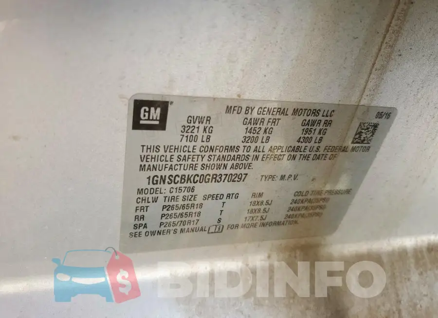 1GNSCBKC0GR370297 Photo# 14