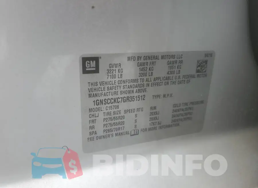 1GNSCCKC7GR351512 Photo# 13