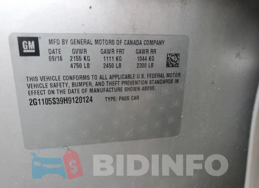 2G1105S39H9120124 Photo# 12