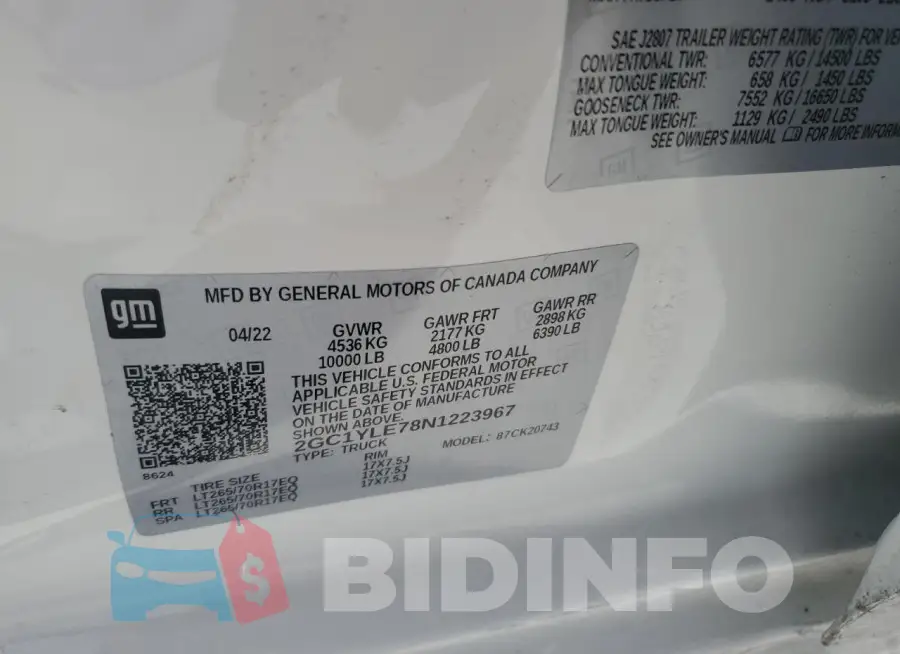 2GC1YLE78N1223967 Photo# 12