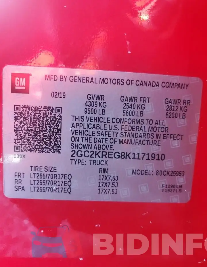 2GC2KREG8K1171910 Photo# 12
